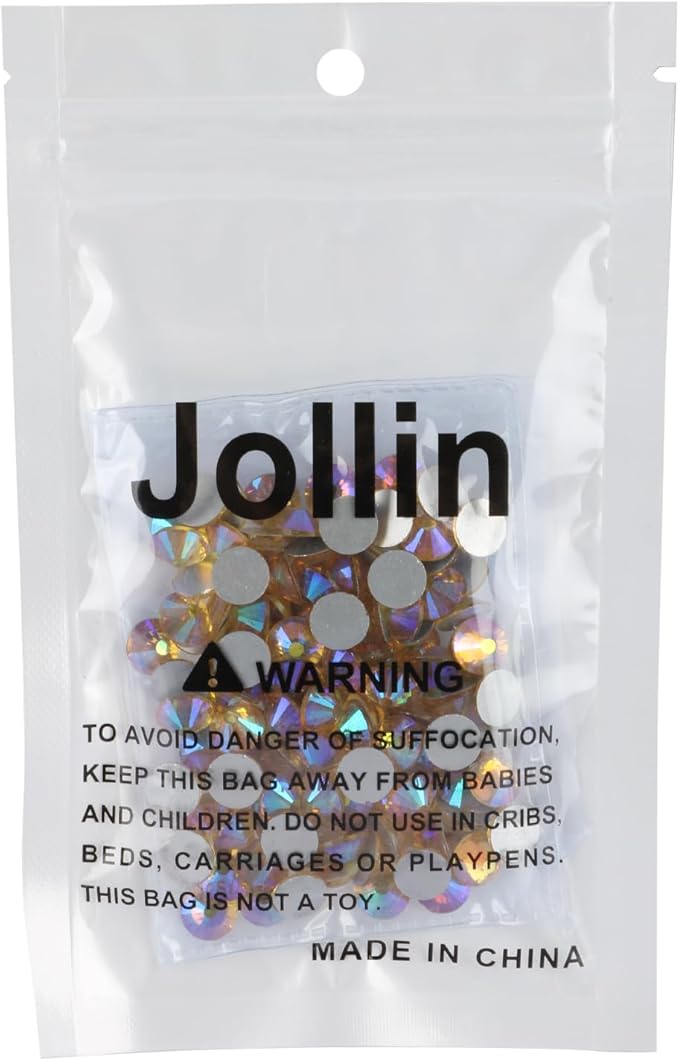 Jollin Glue Fix Crystal Flatback Rhinestones Glass Diamantes Gems for Nail Art Crafts Decorations Clothes Shoes 8.4mm (ss40 144pcs, Lemon AB)