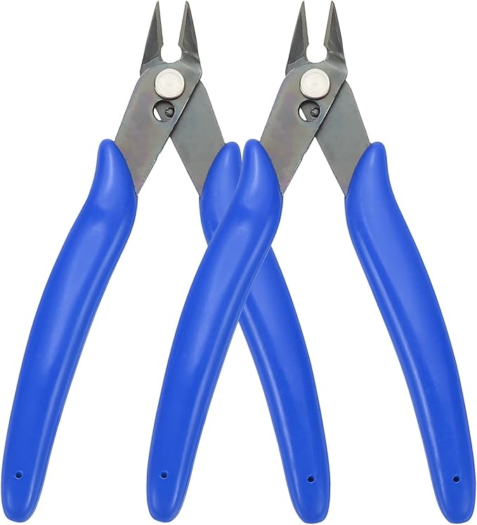 HARFINGTON 2pcs 5" Flush Cut Pliers Small Precision Wire Cutter Side Cutter Diagonal Cutting Pliers for Jewelry Model Electronic 3D Print, Blue
