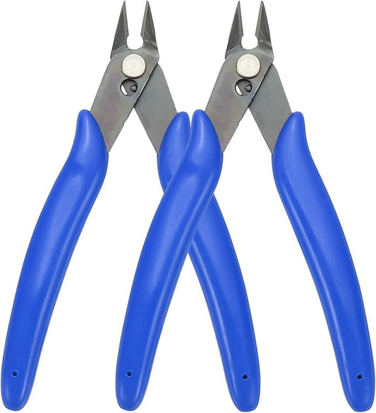 HARFINGTON 2pcs 5" Flush Cut Pliers Small Precision Wire Cutter Side Cutter Diagonal Cutting Pliers for Jewelry Model Electronic 3D Print, Blue