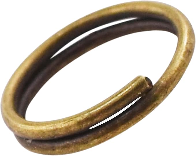Mandala Crafts 14mm Antique Brass Double Jump Rings for Jewelry Making - 300 Pcs Small Split Key Rings Set for Crafts, DIY Keychains, and Accessories