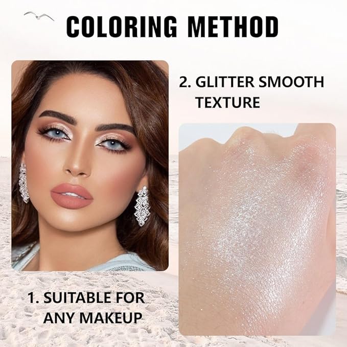 Glittler Single Eye Shadow Palette Makeup, Sheer White Sparkle Shimmer Monochrome Eyeshadow For Older Women, Pigmented Waterproof Sombras Para Ojos, Vegan, Talc, Paraben & Cruelty Free, 02