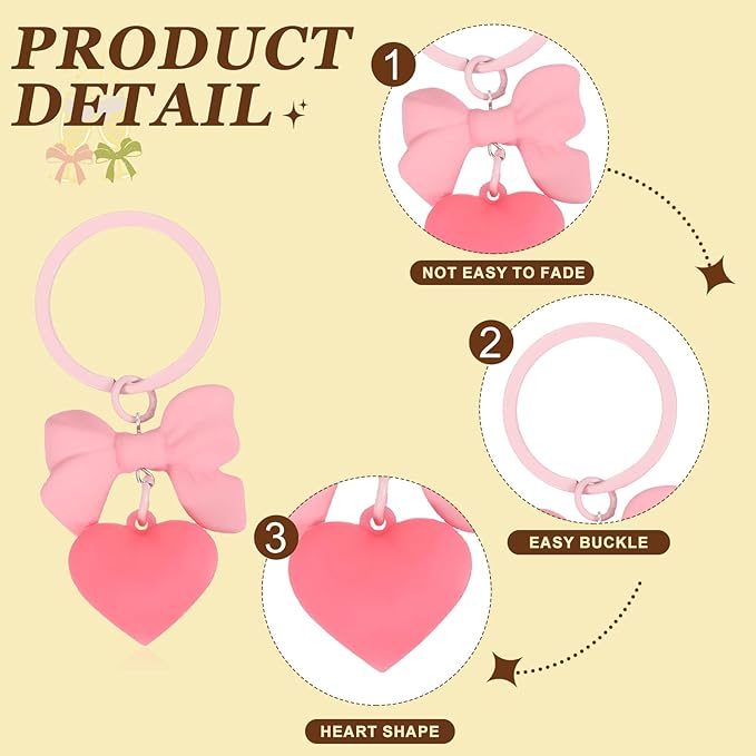 PATIKIL Cute Heart Keychain for Women, Bow Heart Purse Charm Bag Charm Accessories for Handbag Car Purse Backpack Wallet