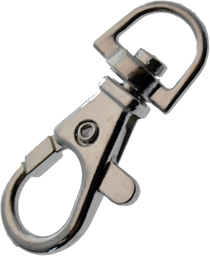 10 Pack - Premium Metal Lobster Claw Clasp Hook Craft Findings - 1.5 Inch Clip with Trigger Snap and Round Eye Swivel D Ring by Specialist ID (Silver)