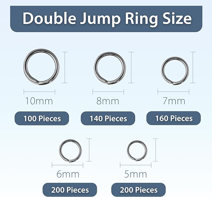 Mandala Crafts Assorted Gunmetal Double Jump Rings for Jewelry Making - 800 Pcs Mini Split Key Rings Set for Crafts, DIY Keychains, and Accessories