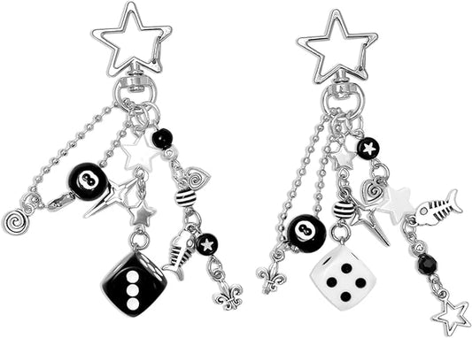 Y2K Aesthetic Keychains for Women Cute Flowers Star Cake Jellyfish Keychins Charms Kawaii Bag Purse Decor