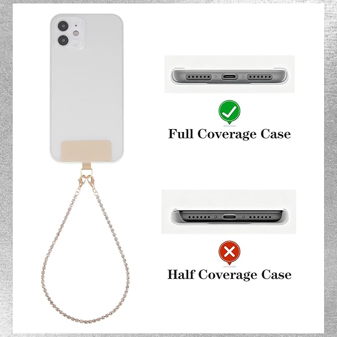 Bememo Phone Chain Wrist Strap Metal Phone Lanyard Wristlet Strap with 2 Tether Tabs Spacers Gifts for Xmas Traveling Walking
