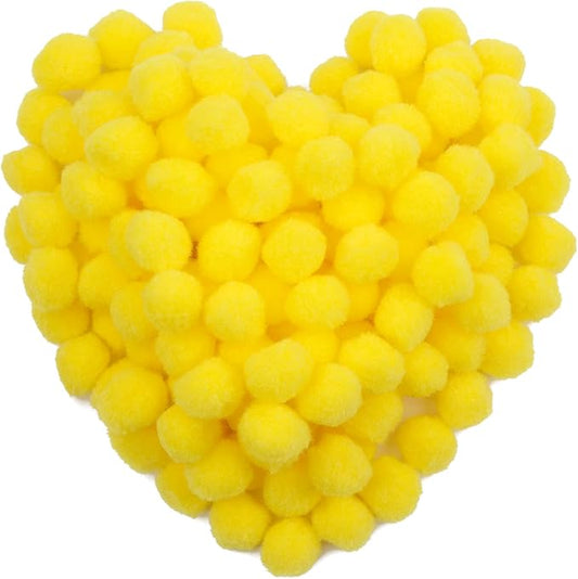 MORFEN 150 Pieces Pom Poms, 1 Inch Yellow Craft Pom Poms, Fuzzy Pompom Puff Balls, Small Pom Pom Balls for DIY Arts, Crafts Projects, Home Decorations