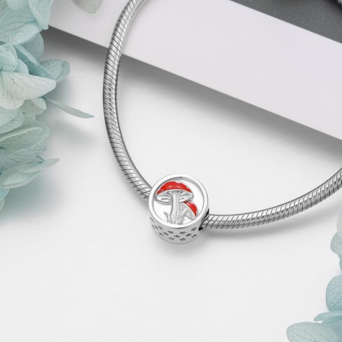 LONAGO 925 Sterling Silver Personalized Photo Charm Fit Compatible for Bracelet Necklace Customized Heart Round Shape Picture Bead