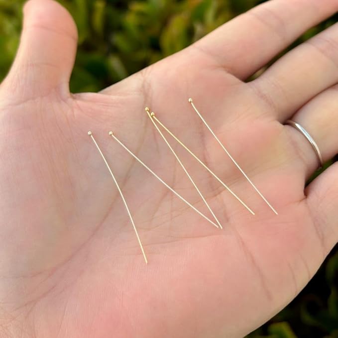 20pcs Adabele Real 1/20 14K Gold Filled 38.1mm/1.5 Inch Ball Head Pins Headpin Non Tarnish (Thin 26 Gauge/0.4mm) for DIY Craft Jewelry Making JK7-A38