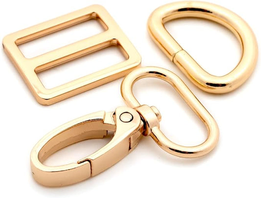 Oval Ring Swivel Lobster Claw Clasps, 5 Set Keychain Clasp Oval Ring Swivel Snap Hooks for Strap Bag Purse Landyard Craft (1",Gold)