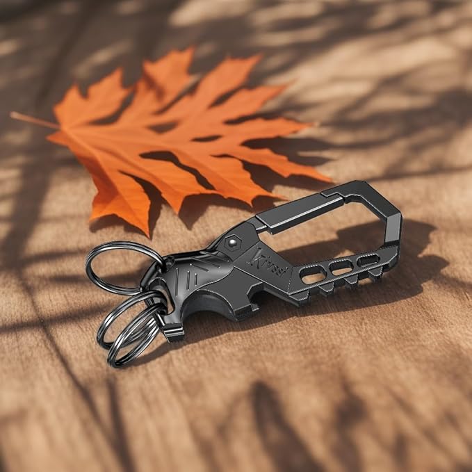 Heavy duty metal keychains, Carabiner clip Car key chains,Fashion family keychain bottle opener and 3 Key Rings suitable for men and women.(Black-2pcs)