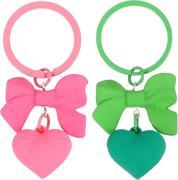 PATIKIL Cute Heart Keychain for Women, Bow Heart Purse Charm Bag Charm Accessories for Handbag Car Purse Backpack Wallet