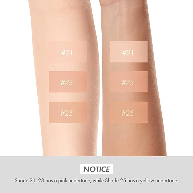 Blending Cushion 4-in-1 Korean Cushion Foundation with Italian Caviar, Collagen & Hyaluronic Acid - 12HR Long Lasting, Hydrating & Age-Defying Makeup Concealer 0.44 oz (#21 Light Beige)