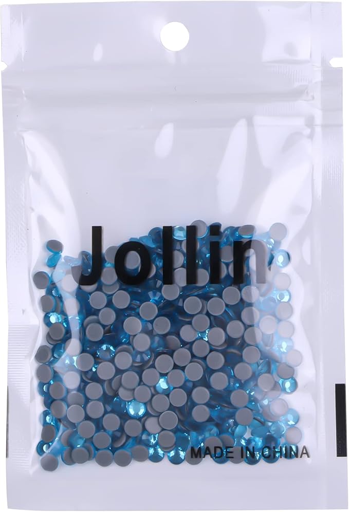 Jollin Hot Fix Crystal Flatback Rhinestones Glass Diamantes Gems 4.0mm(16ss 576pcs, Aquamarine)