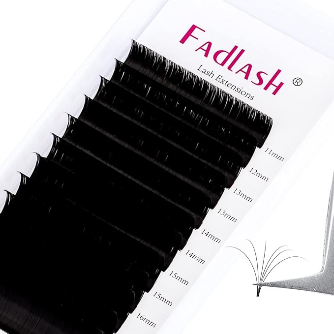 Mega Volume Lash Extensions 0.03-0.10mm C D DD L Curl 8-30mm Length Easy Fan Volume Lashes Self Fanning Eyelash Extensions 2D-20D (0.03-DD, 11-19mm Mix)