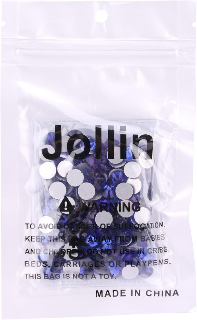Jollin 144pcs Flatback Rhinestones Glue Fix Crystal Glass Diamantes Gems for Crafting Nail Art Crafts Decorations Clothes Shoes 8.4 mm (ss40, Sapphire)