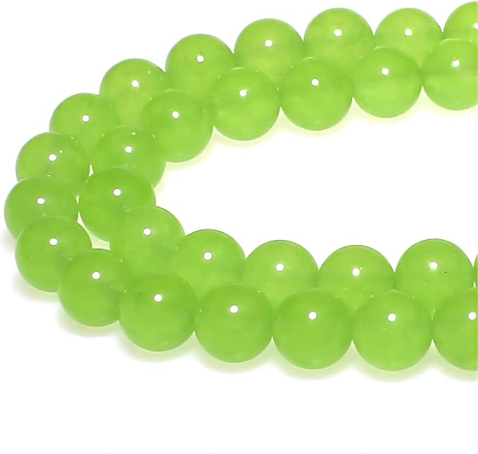 MJDCB Stone Beads 12mm 30pcs Round Fruit Green Jade Loose Gemstone Bead Charms for Jewelry Making Bracelet Necklace Earring Pendant