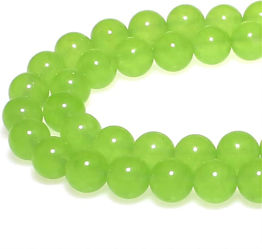 MJDCB Stone Beads 12mm 30pcs Round Fruit Green Jade Loose Gemstone Bead Charms for Jewelry Making Bracelet Necklace Earring Pendant