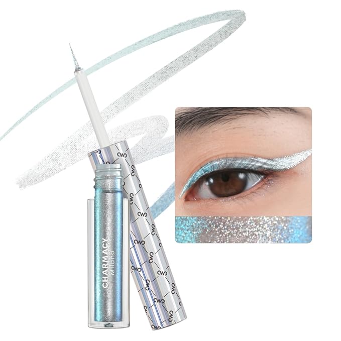 CHARMACY Chameleon Liquid Eyeliner, Liquid Glitter Eyeliner, Highly Pigmented, Metallic MultiColor Shifting waterproof Eyeliner, Ultra-Fine Tip, Longwearing, Smudge-proof (#304)