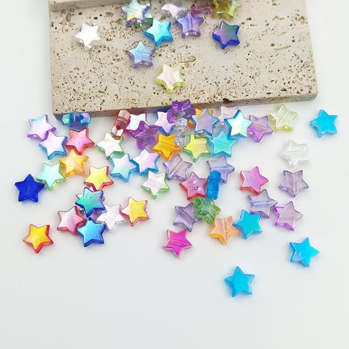 INSPIRELLE 600 Pieces Acrylic Star Beads AB Finish Spacer Beads for Jewelry Craft Making