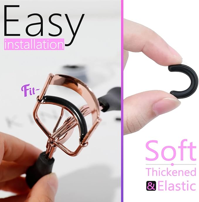 qiipii 40 pcs Eyelash Curler Refills Curler Refill Pads Soft Rubber Curler Replacement Refills Pads for Universal Eyelash Curler with a Clear Storage Box (Black, Purple, Rose Red, Pink * 10)