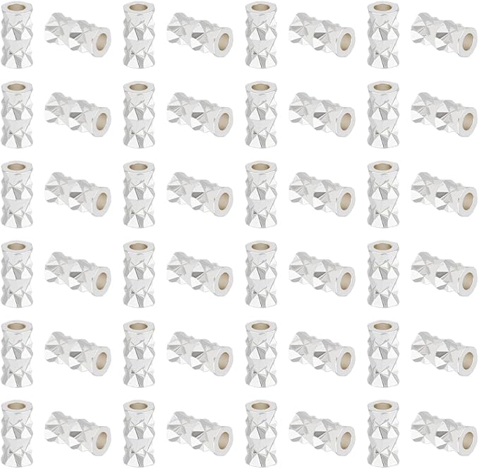 BENECREAT 50Pcs Silver Filled Twist Crimp Beads, Brass Crimp Tube Beads for DIY Jewelry Making Findings, 6x3mm, Hole: 1.6mm