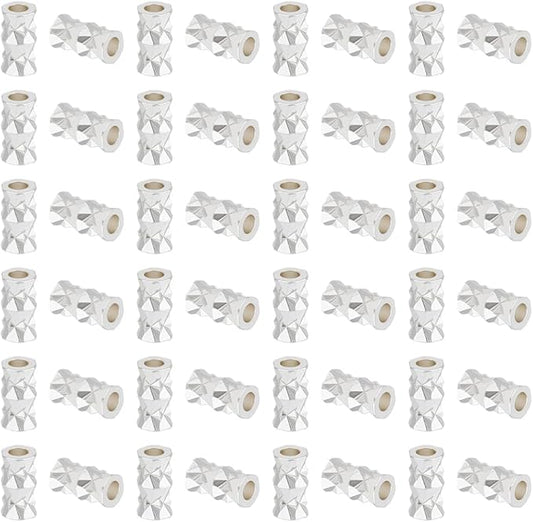 BENECREAT 50Pcs Silver Filled Twist Crimp Beads, Brass Crimp Tube Beads for DIY Jewelry Making Findings, 6x3mm, Hole: 1.6mm