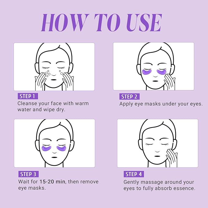 PEAUAMIE Under Eye Patches with Vitamin C and Witch Hazel Eye Mask for Dark Circles and Puffiness,Face Mask Skin Care Products 30 Pairs