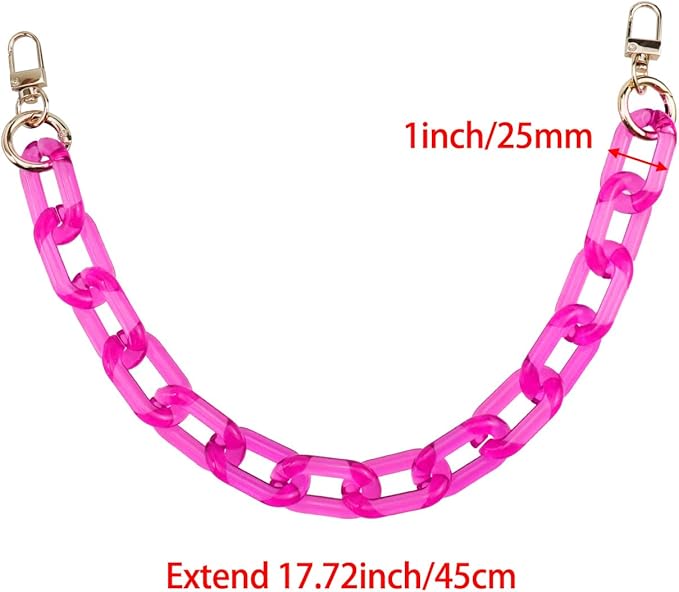 Purse Strap Bag Chain 17 Inch Resin Shoulder Strap Handbag Decoration Chain Bag Charms Accessories, Rose Red