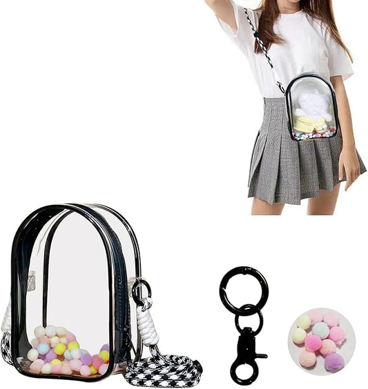 Large Clear Doll Carrying Case Display Bag Keychain Portable Doll Pouch Storage Bag for Collectibles