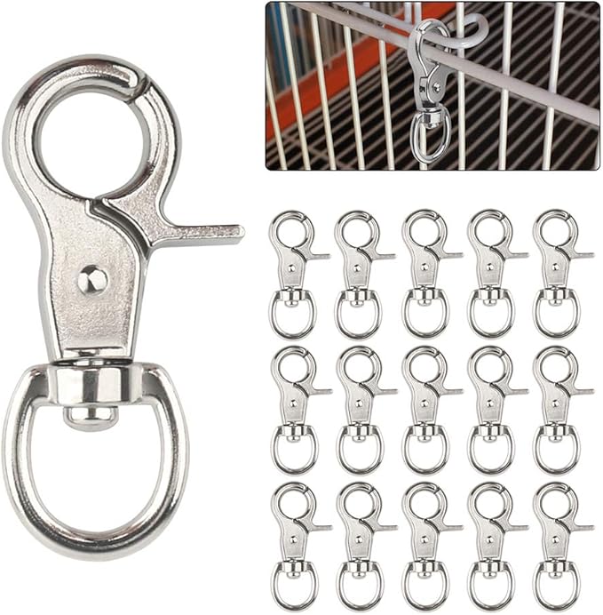 HOSUKKO 30PCS Trigger Snap Hooks,360 Degree Heavy Duty Snaps Swivel Lobster Clasps,Stainless Steel Swivel Claw Clips for Pet Cages,Dog Leash,Camera Straps,Snap Hook Purse