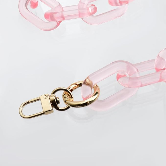 Purse Strap Bag Chain 34 Inch Resin Shoulder Strap Handbag Decoration Chain Bag Charms Accessories, Clear Pink