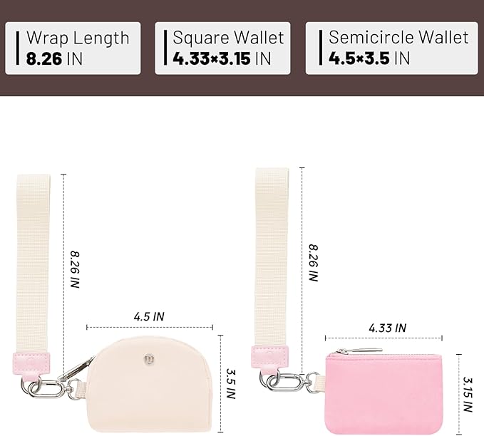 Keychain Wallet Mini Zip Around Wristlet Wallets for Women Detachable Dual Pouch Wristlet Portable Coin Purse Small Wallets
