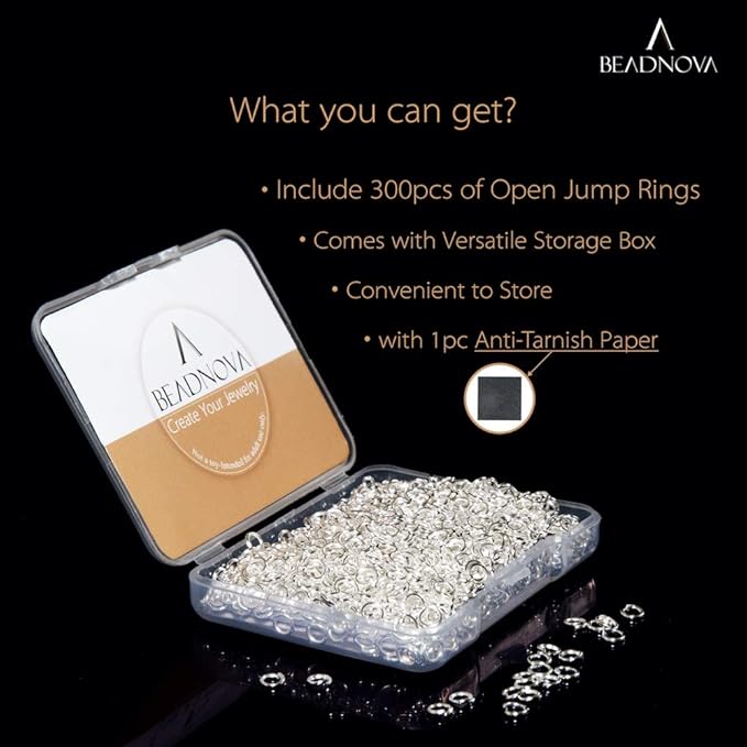 BEADNOVA 4mm Silver Jump Rings for Jewelry Making Open Jump Rings for Keychains and Necklace Repair (1200Pcs)