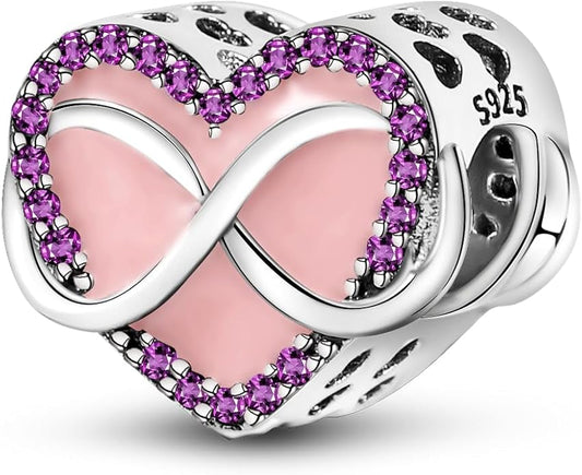 HONGRUI 925 Sterling Silver Charm for Bracelets Necklace Fashion Heart Bow Flower Family Butterfly Pendant Bead Charm for Women Festival jewelry gifts