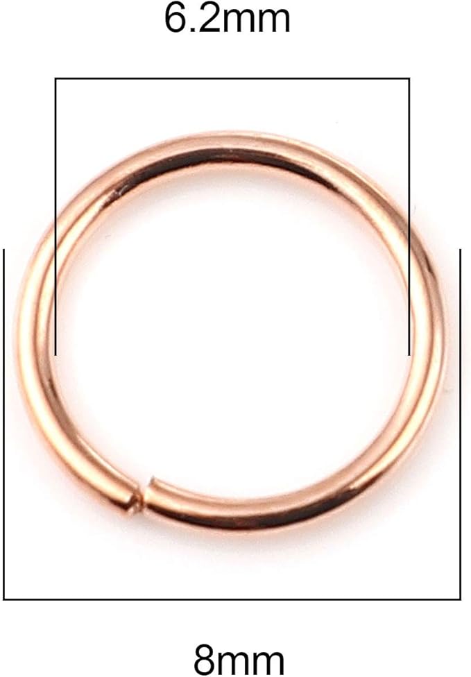 200 Pieces - 8mm Jump Rings - Rose Gold Tone - 18 Gauge (1mm Thickness)