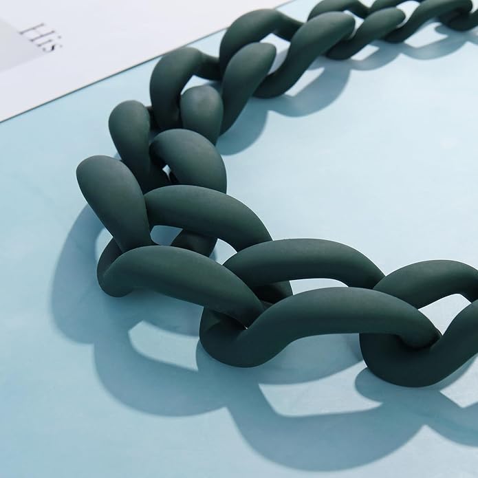 Firstmeet Chunky Acrylic Necklace Smooth Chain Link Cool Statement Choker Cuban Style Jewelry Gift for Women