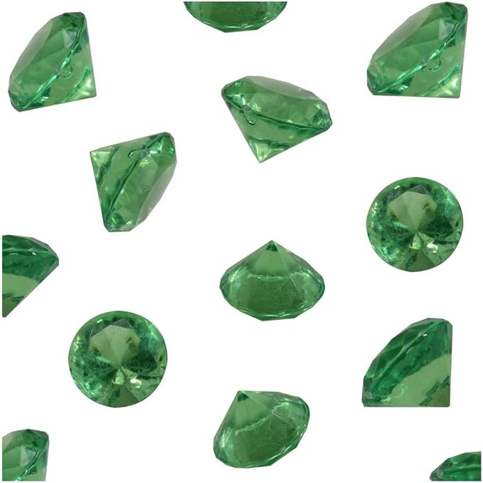 WELMATCH Grass Green Acrylic Diamond Vase Fillers 1 Pound - 240 pcs 3/4 Inch Wedding Party Event Banquet Birthday Decoration Crystals Gem Table Scatters (Grass Green, 240 pcs)