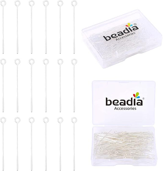 Silver Plated Open Eye Pins Non Tarnish 35mm 150pcs for Jewelry Making Findings