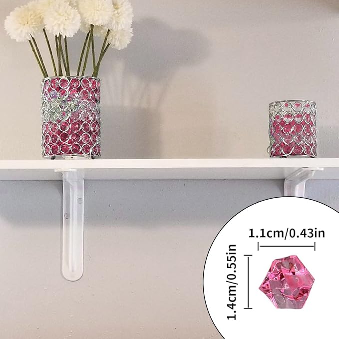 300 Pcs Acrylic Ice Rocks Crystals Gems, Bulk Fake Crystals, Plastic Diamonds for Vase Filler Wedding Decoration Table Scatter Party Arts Crafts Display (Pink)