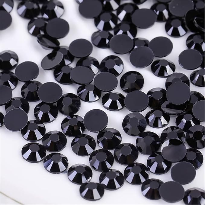 3000 Pieces SS12 3mm Flatback Rhinestones Clear Glass Round Gems Crystals for Nail Art DIY Crafts Clothes Shoes Bags （Black）