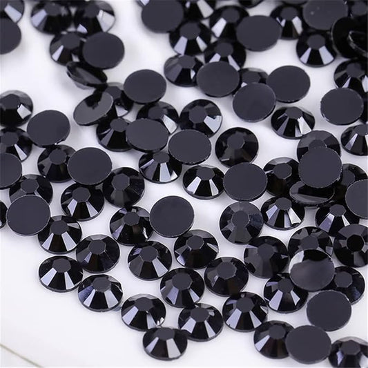 3000 Pieces SS12 3mm Flatback Rhinestones Clear Glass Round Gems Crystals for Nail Art DIY Crafts Clothes Shoes Bags （Black）