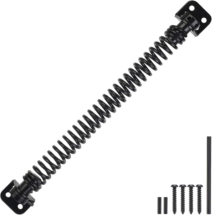 11-1/2" Gate Spring Self Closing Heavy Duty Door Springs to Close Door, Automatic Gate Closer with Adjustable Tools for Metal Gates, Wooden Fences and Vinyl Fence Gates(Black, 1 Pack)