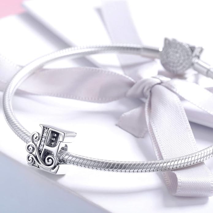 925 Sterling Silver Letter Charms for Pandora Bracelets Alphabet Initial Charms Beads Birthday Christmas Jewelry Gift for Women