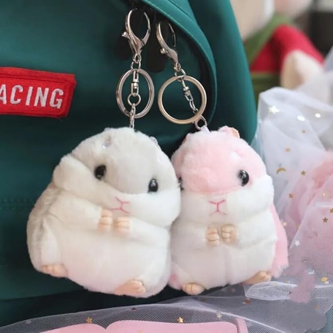 Cute Hamster Plush Keychain - Soft Small Hamster Bag Charm Accessory Adorable Key Holder for Backpack Handbag