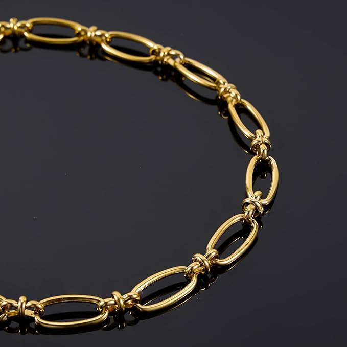 2 Meters Gold Plated Jewelry Making Chain Stainless Steel Long Oval Link Chains Bulk with Jump Rings and Lobster Clasps