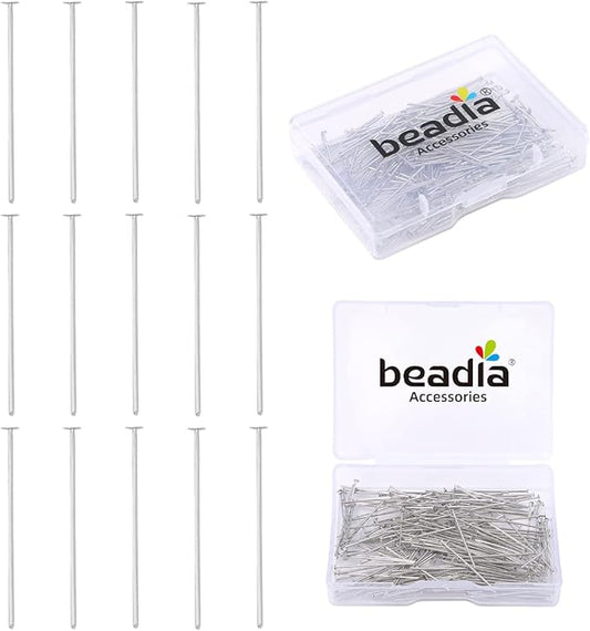 Platinum Plated Flat Head Pins Non Tarnish 25mm 200pcs for Jewelry Making Findings