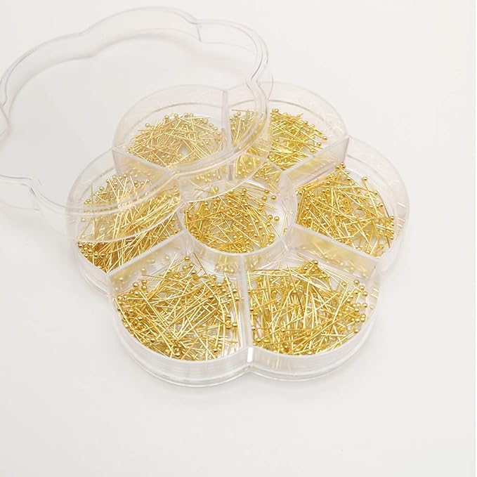 Chenkou Craft Assorted 700pcs Mix Size Brass Ball Head Pins for Jewelry Making (Gold, Mix)