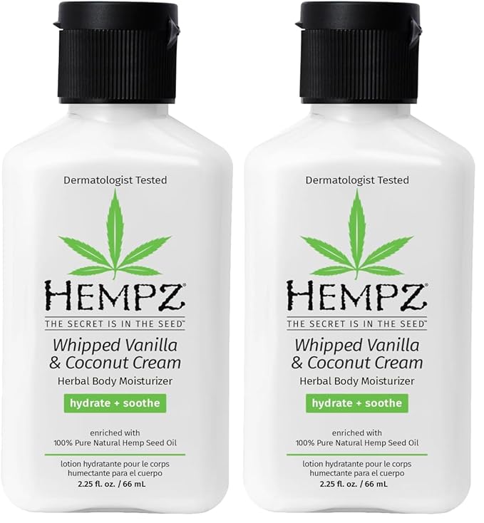 Hempz Mini Whipped Vanilla & Coconut Cream Body & Hand Lotion 2.25 oz. (Pack of 2)