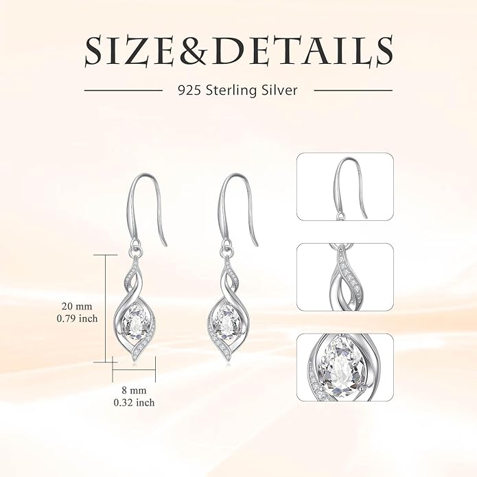 HPQQ Birthstone Earrings for Women 925 Sterling Silver Infinity Love Jewelry Valentines Day Birthday Gifts for Her Mom Wife Girlfriend